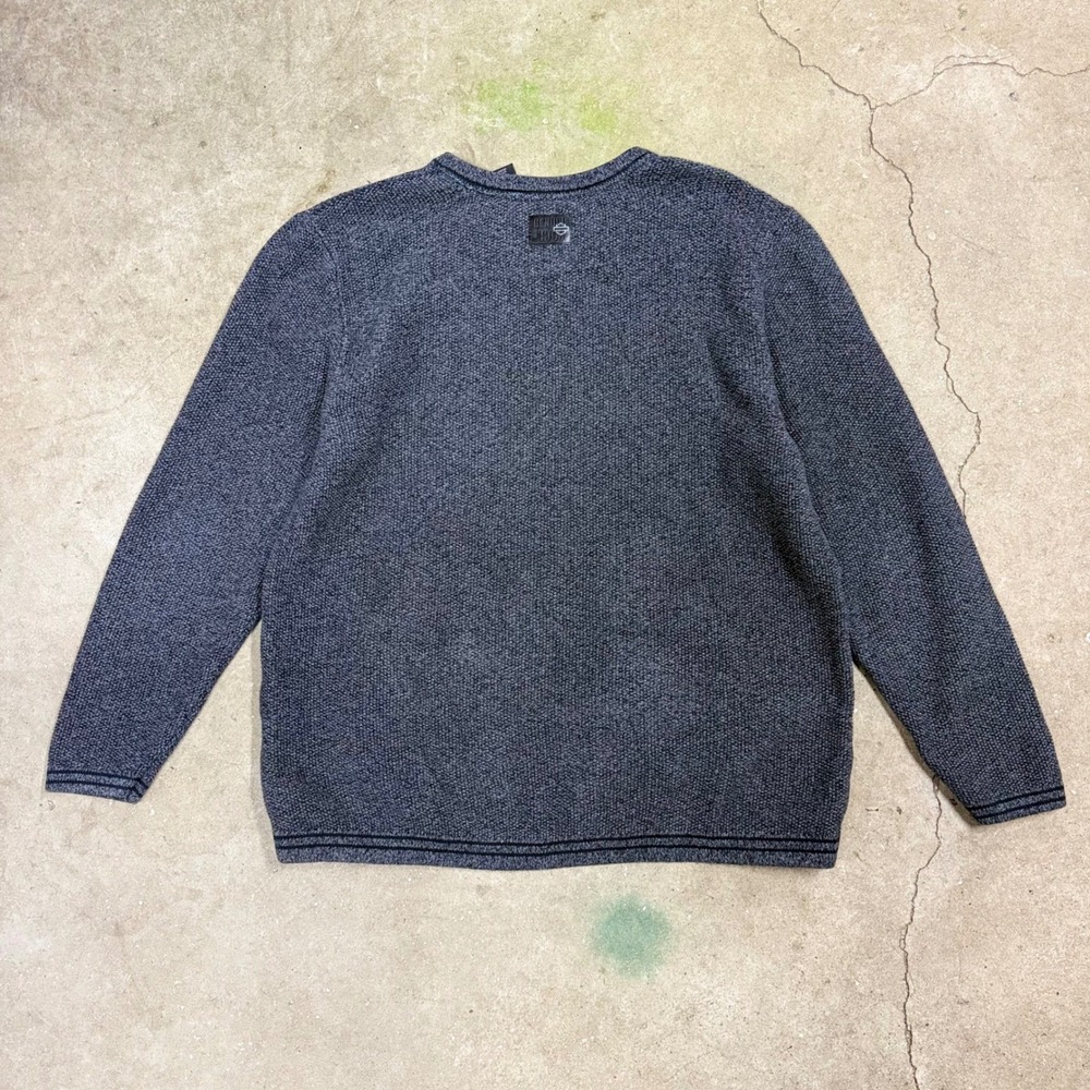 Harley Davidson V-Neck Knit Sweater Mens XL Charcoal Grey Biker Vibe - Picture 2 of 3